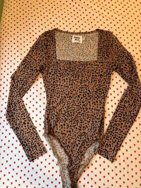 Princess Polly Mesh Cheetah Print Long Sleeve Bodysuit (Size 0)